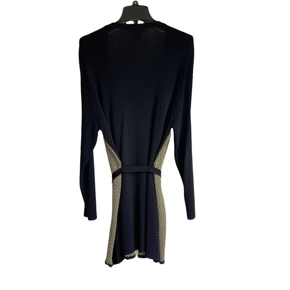 DUE per Due Black Long Sleeves Belted Cardigan Kimono Top Sweater Cadigan 1XP - Picture 4 of 5